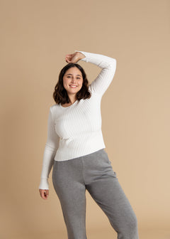 Brera Ribbed Long-Sleeve Top White