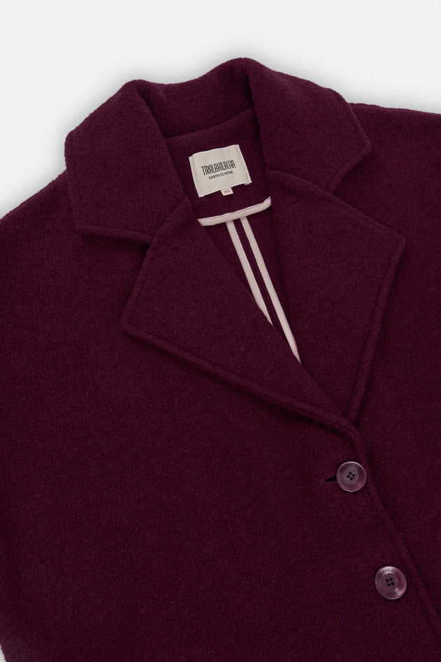 100% Merino Wool Oversized Coat in Purple