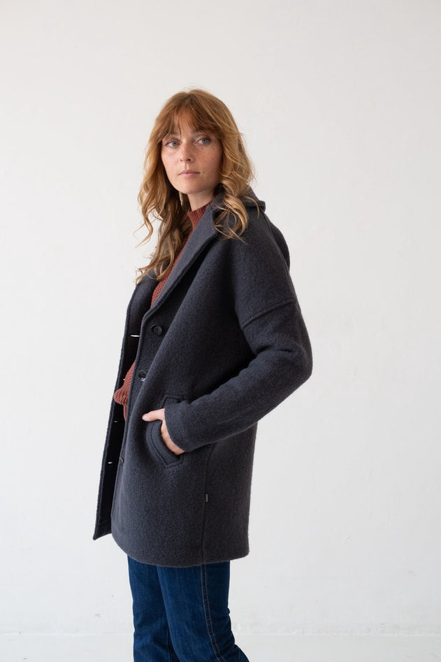 Tad Coat 100% Merino Wool in Bark Grey