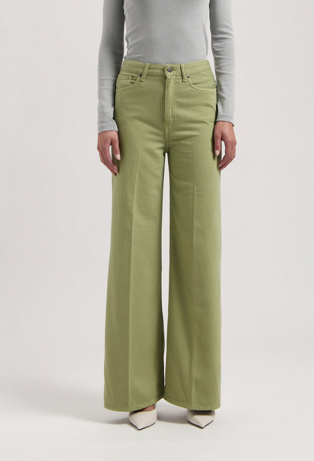 Sara High Loose Flow Jeans Olive