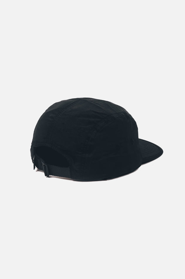 Water Repellent Nylon Five Panel Cap Black