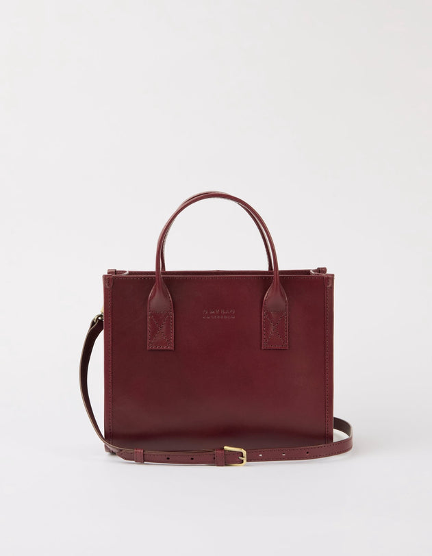 Jackie Midi Bag with Leather Strap Classic Leather Dark Cherry