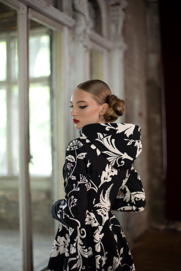 Fit and Flare Raincoat with Full Circle Hem Blooming Night