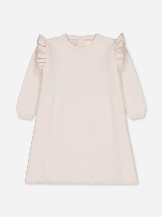 Baby's Ruffled Cashmere Dress Ivory