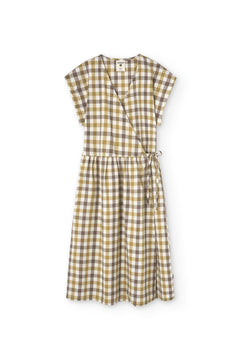 Hira Wrap Midi Dress Vichy
