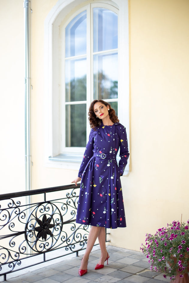 Double Breasted Trench Coat Violet Bloom