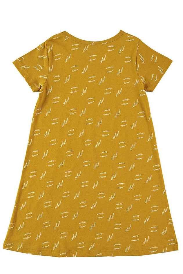 Kids' Evasé Dress Seaweed Mustard