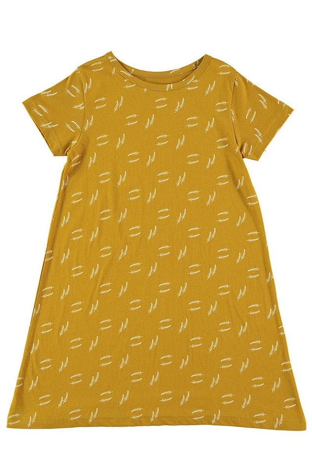Kids' Evasé Dress Seaweed Mustard
