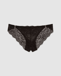 Lace Crotchless Tanga Briefs Black