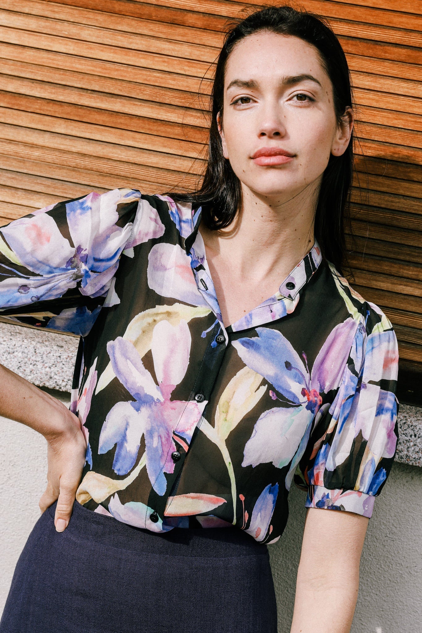 Magnolia Blouse Black Floral