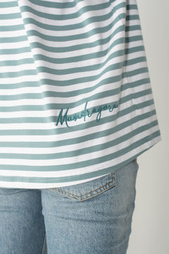 Oversized Longsleeve T-Shirt Sage Striped