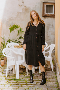 Button Dress Black