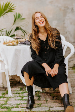 Button Dress Black