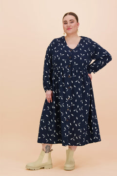 Button Dress Indigo Wind
