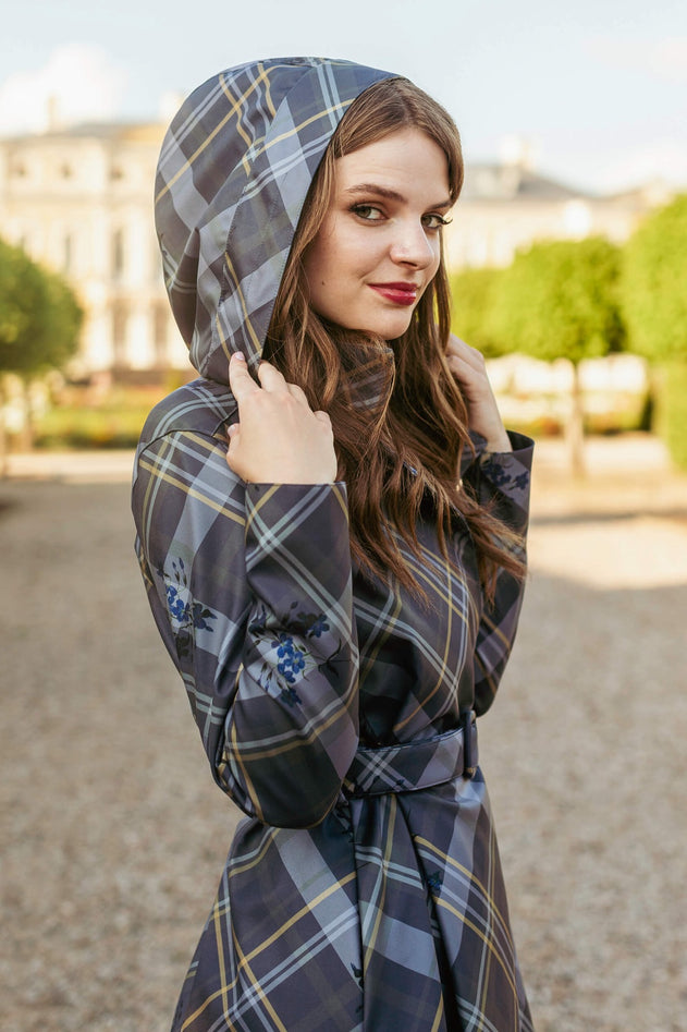 Double Breasted Women's Coat with Front Pleats Duchess Blue