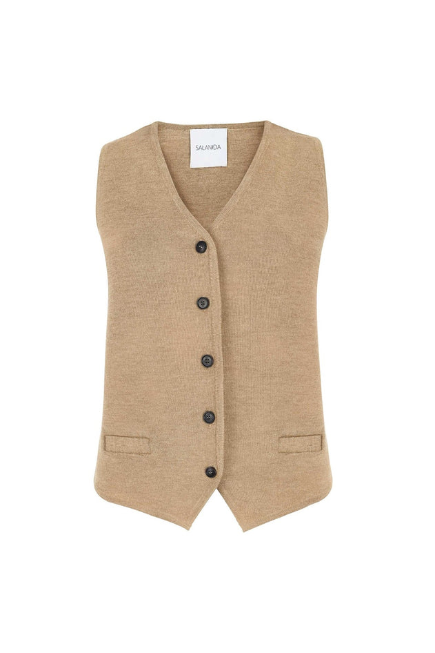 Galante Knitted Merino Waistcoat Beige