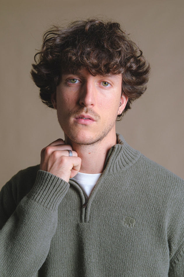Bernia Quarter Zip Knit Sage