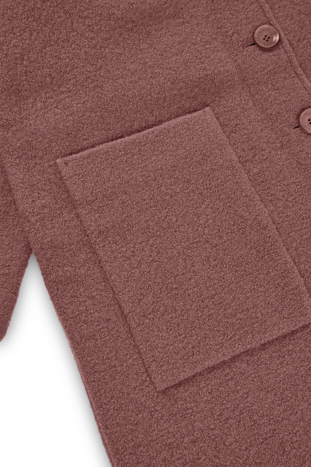 100% RWS Merino Wool Long Coat in Pink