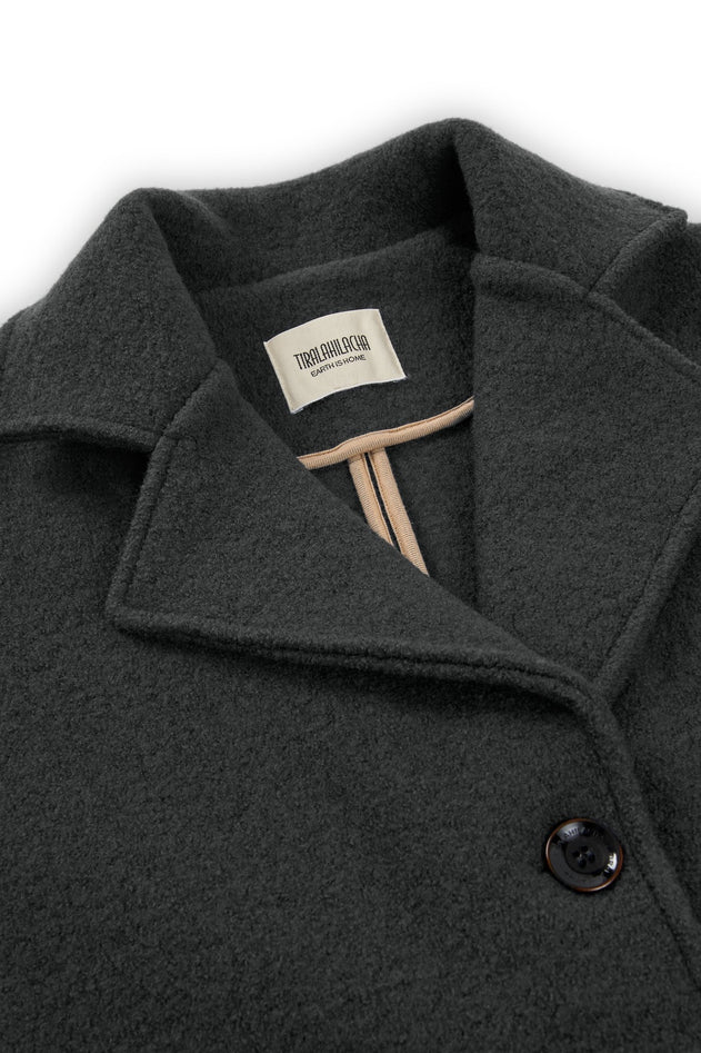 Tad Coat 100% Merino Wool in Bark Grey