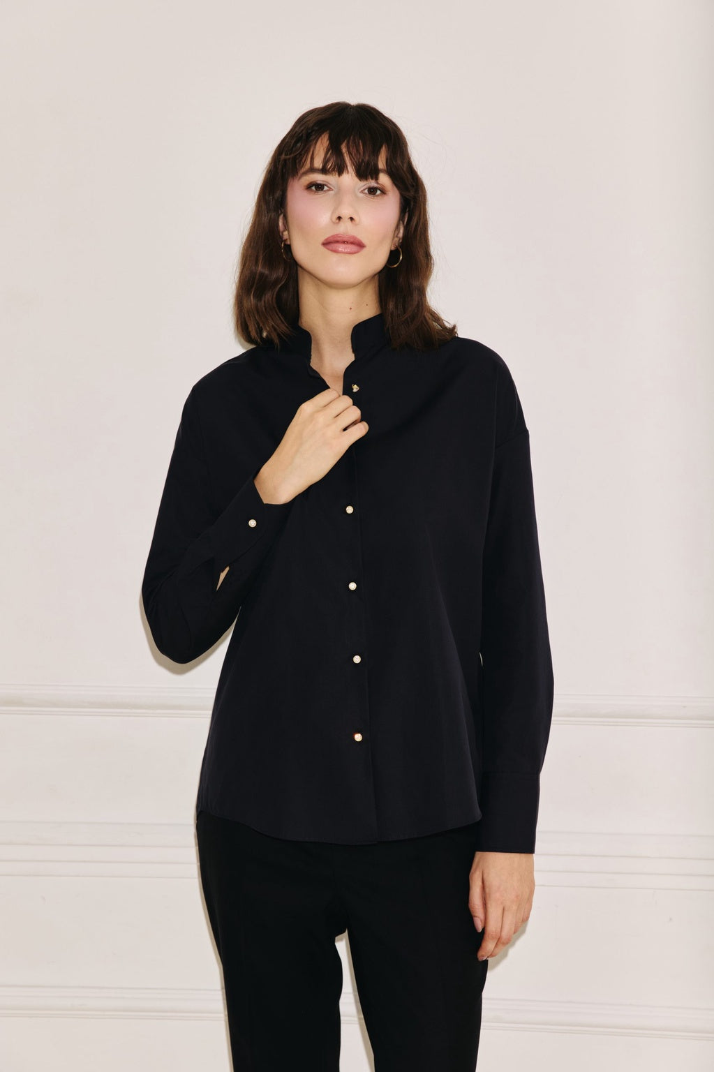 Stand up collar shirt black