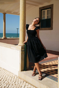 Ariela Linen Dress Black