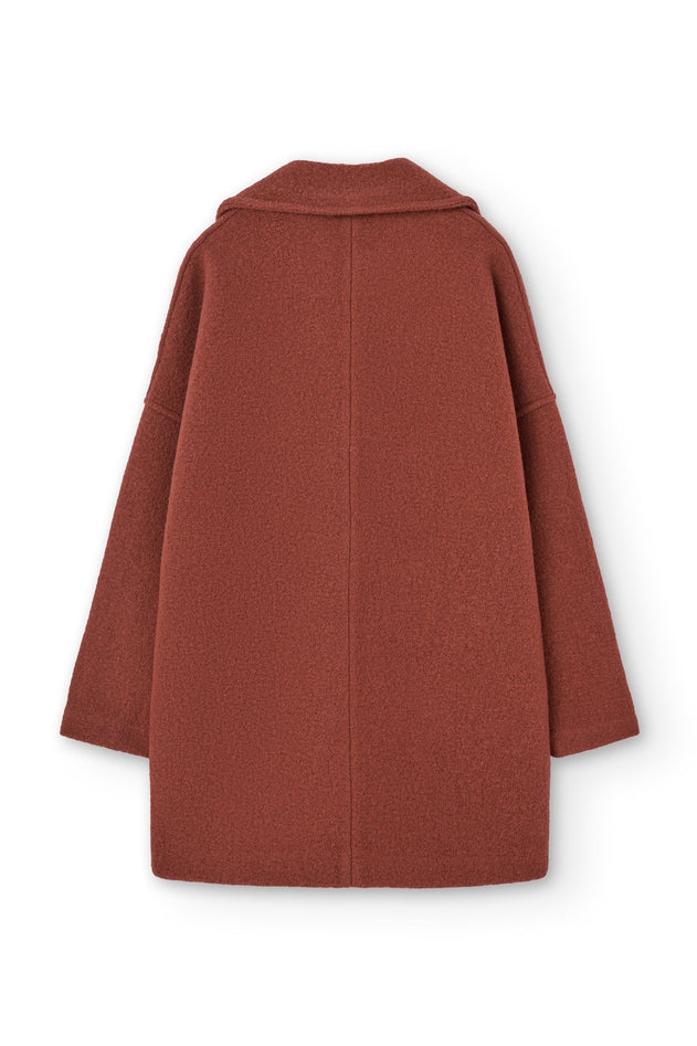Tad Chunky Wool Coat in Poppy Red
