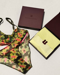 Mesh Bikini Briefs Olive Abstract Floral