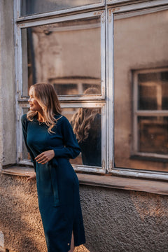 Leona Merino Dress Teal Blue