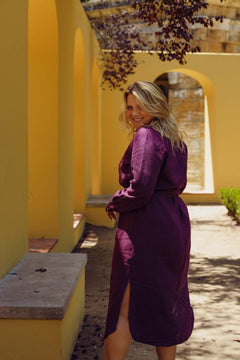 Chloe Linen Dress Royal Violet - IVALO.COM