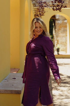 Chloe Linen Dress Royal Violet - IVALO.COM
