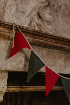 Linen Bunting Christmas Green/Red
