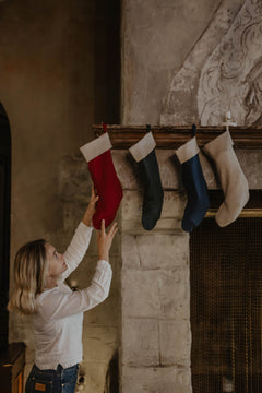 Linen Christmas Stocking With Plain Cuff