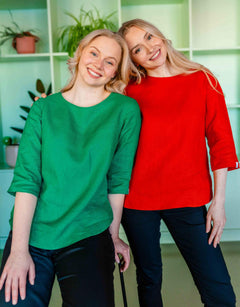 Classic Linen Blouse Holly Green