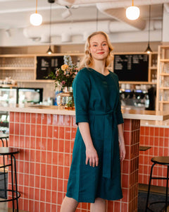 Classic Linen Dress Crystal Teal