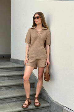 Coco Polo Lace Shirt Sand