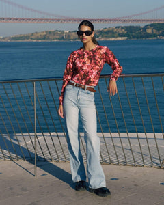 Casual Chic Print Shirt Scarlet Petals - IVALO.COM
