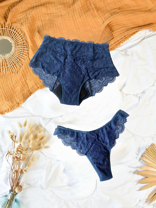 Capri Lace Period Thong & Panties 2-Pack Blue