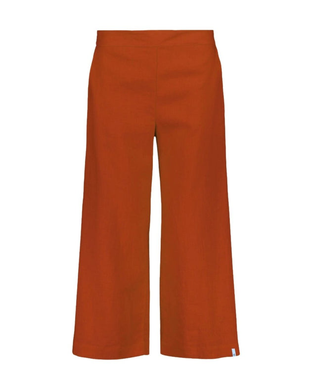 Culottes Linen Trousers Stonewashed Burnt Orange - IVALO.COM
