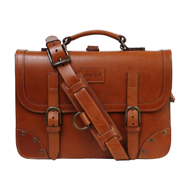 Leather Briefcase Cuoio Brown