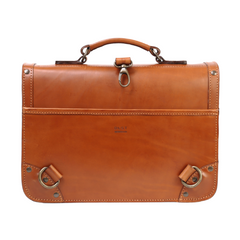 Leather Briefcase Cuoio Brown