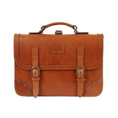 Leather Briefcase Cuoio Brown