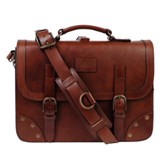 Leather Briefcase Cuoio Dark Brown