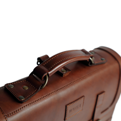 Leather Briefcase Cuoio Dark Brown