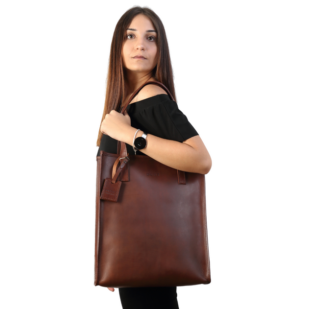 Leather Tote Mod 105 Dark Brown