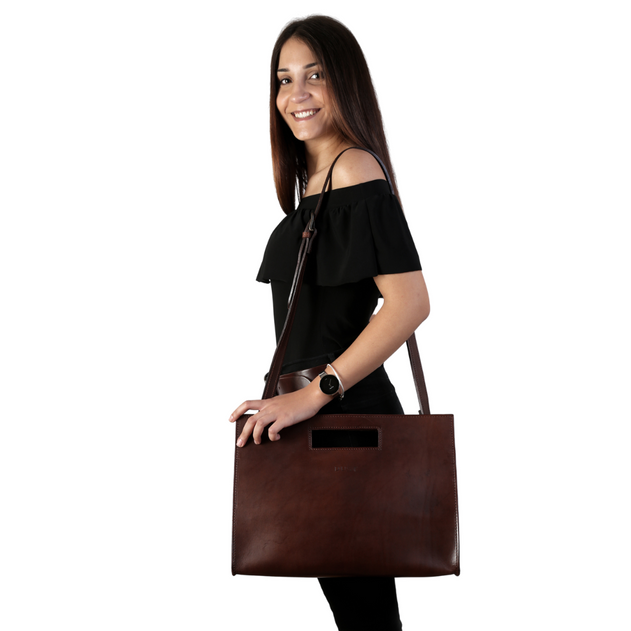 Leather Tote Mod 113 Dark Brown