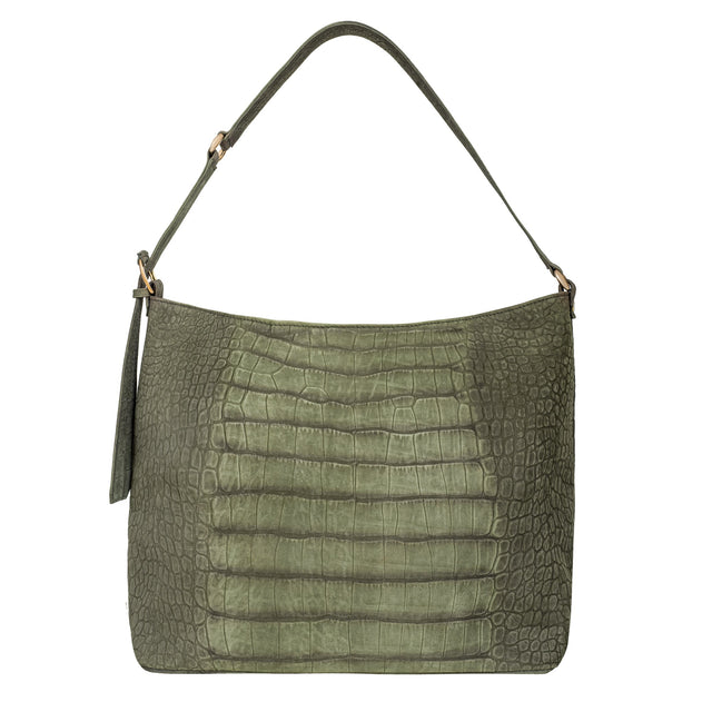 No. 303 Maxi Hobo Bag Croco Green