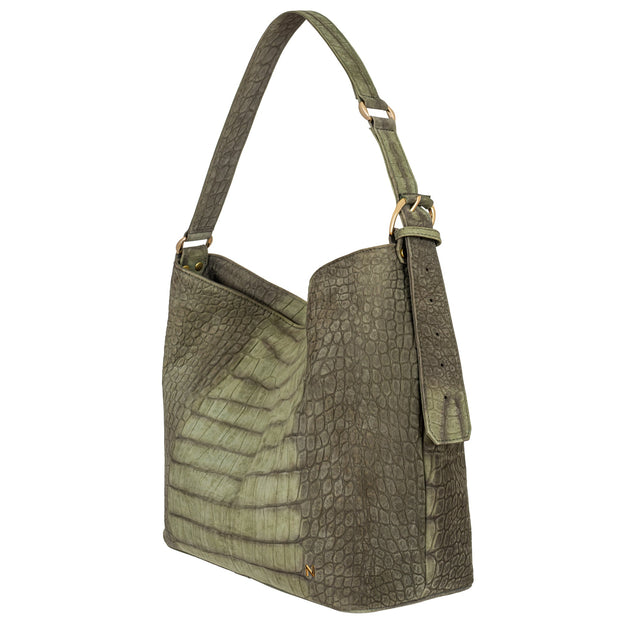 No. 303 Maxi Hobo Bag Croco Green