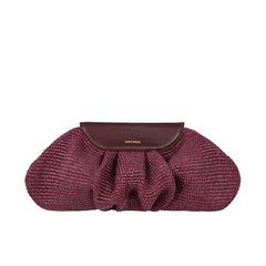 Raffia Cloud Bag Burgundy Red