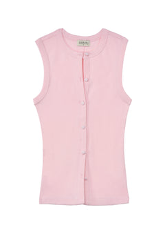 Chiara Fitted Ribbed Top Baby Pink