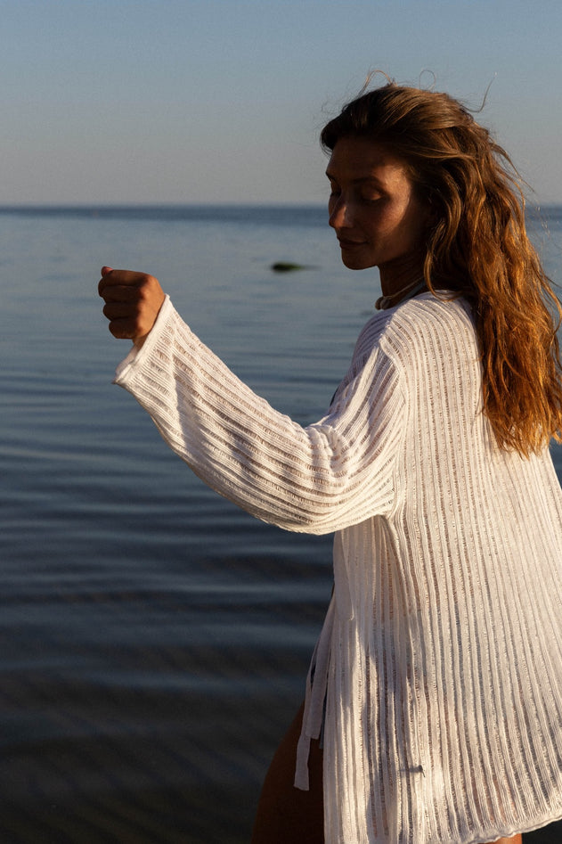 Sole Linen Cardigan White